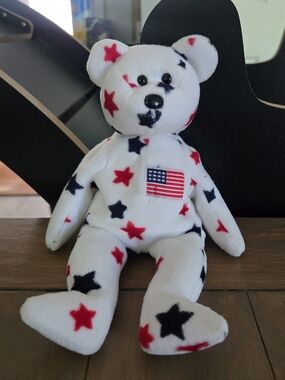 Vintage Patriotic Star Plush Ty Glory Bear 1998